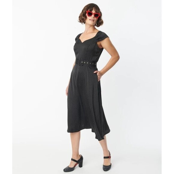 NWT Unique Vintage1950s Polka Dot Swing Dress L - Picture 2 of 15
